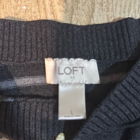 Loft women’s striped long sleeve scoop neck sweater size large - Picture 2 of 5